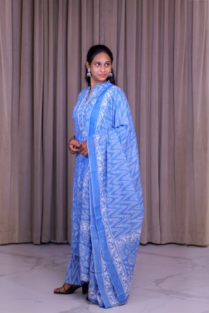 Sky Blue Printed Cotton Chudithar Set 💙